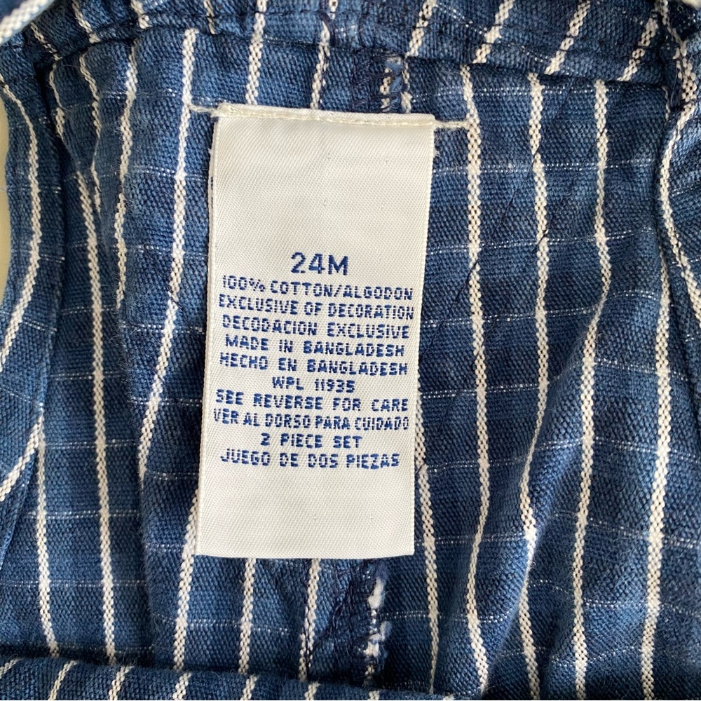 Vintage Y2K Arizona Dark Blue Plaid Print 100% Cotton Shortalls 24M - Picture 9 of 11